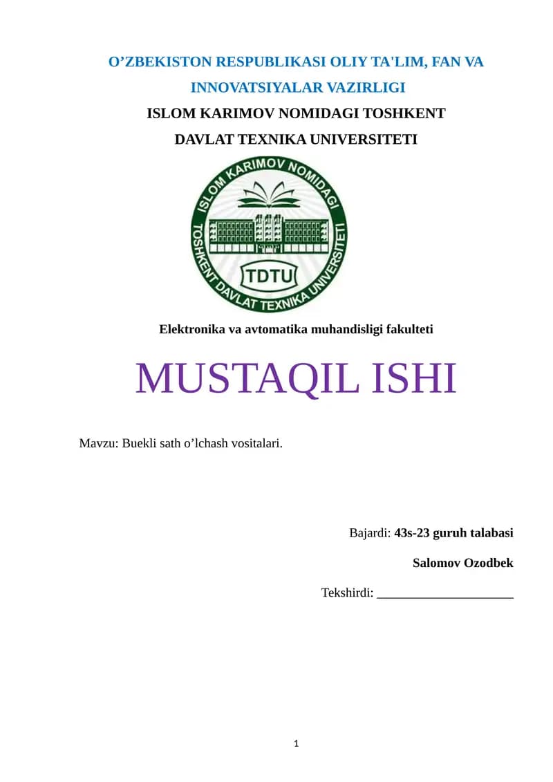 Buekli sath o’lchash vositalari
