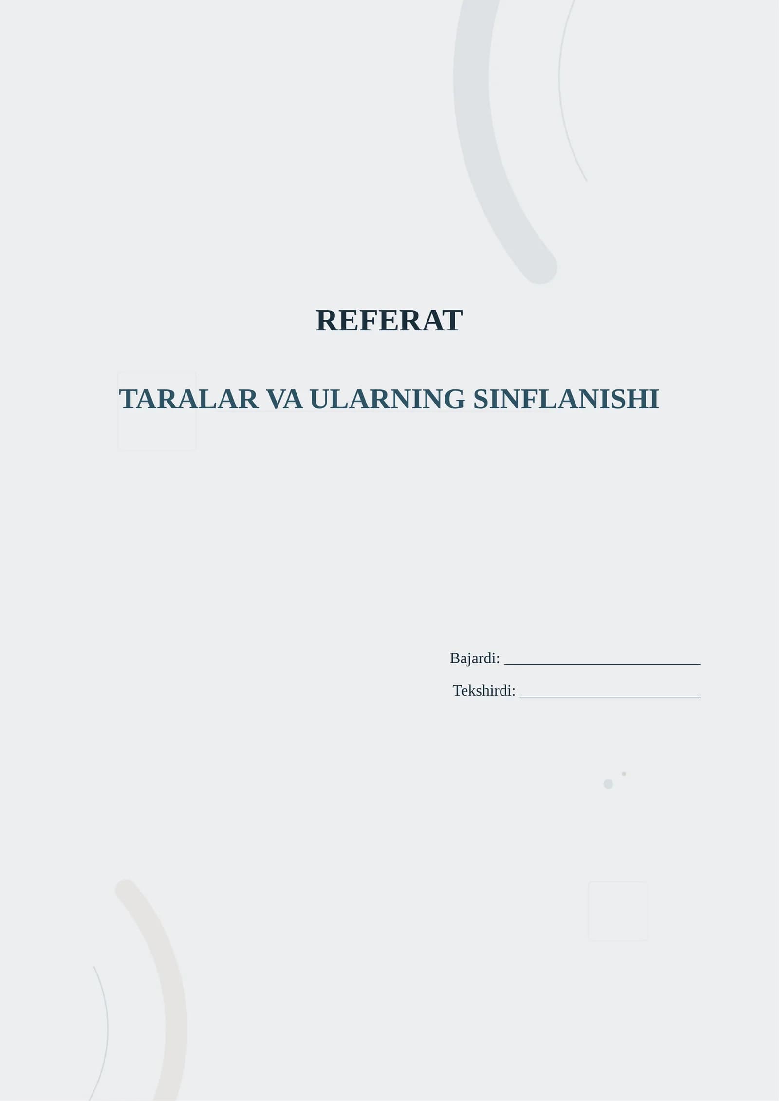 Taralar va ularning sinflanishi