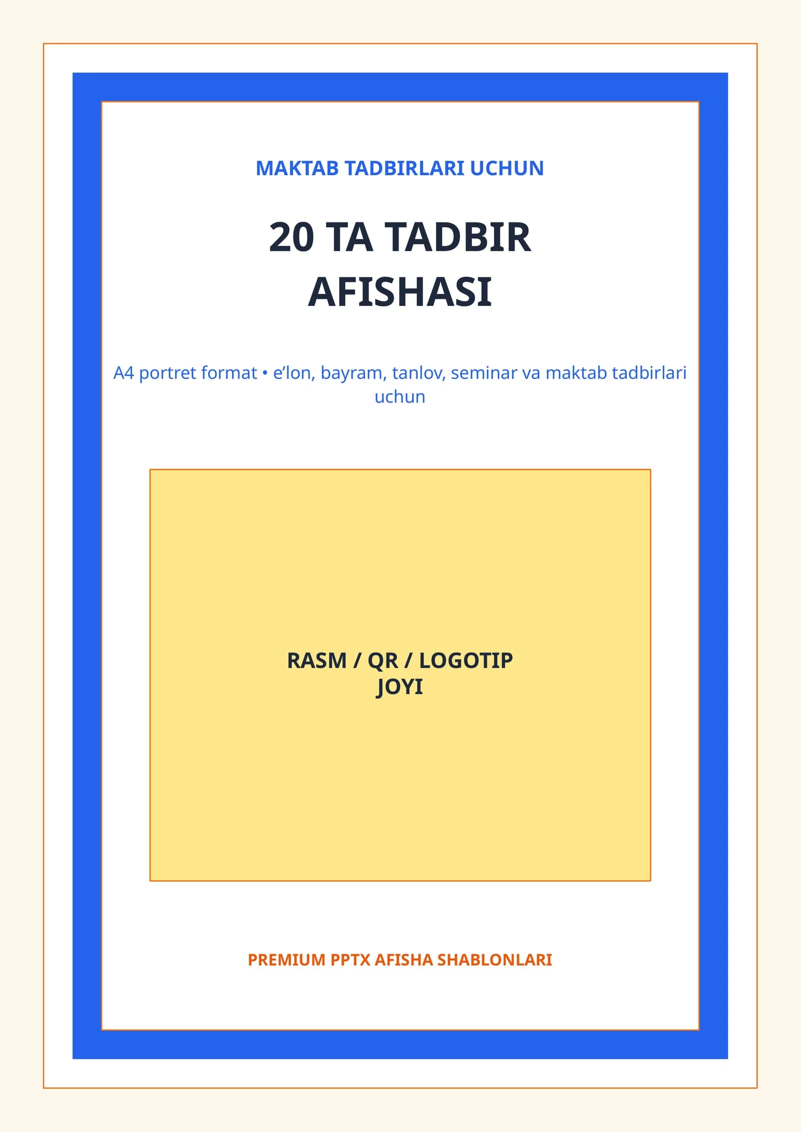 MAKTAB TADBIRLARI UCHUN 20 TA TADBIR AFISHASI