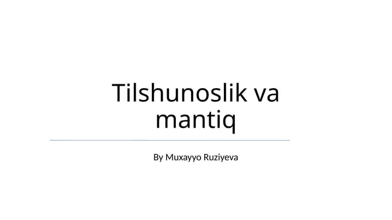 Tilshunoslik va mantiq
