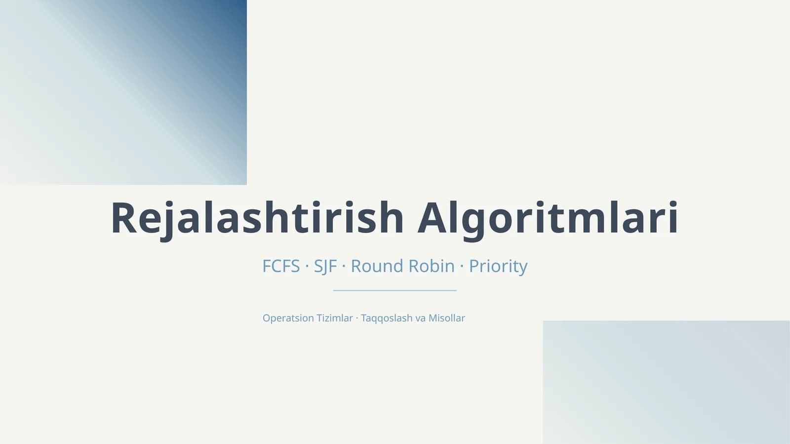 Rejalashtirish Algoritmlari