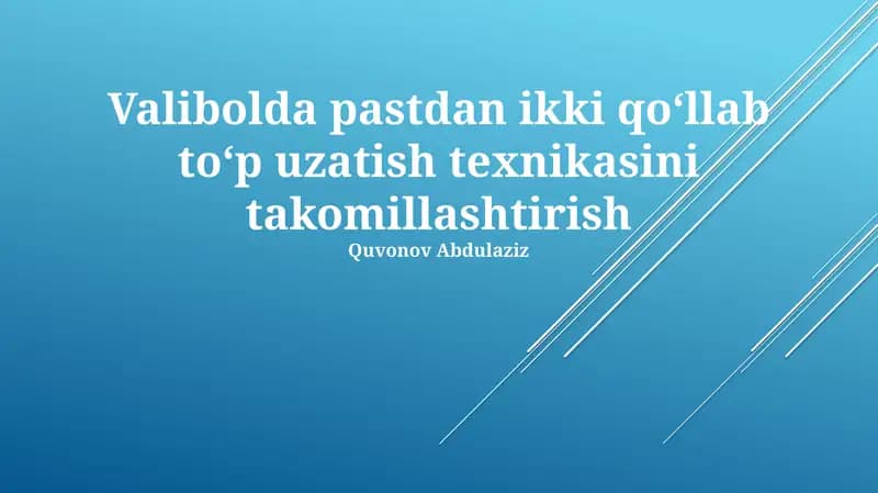 Asosiy uzatish texnikasi