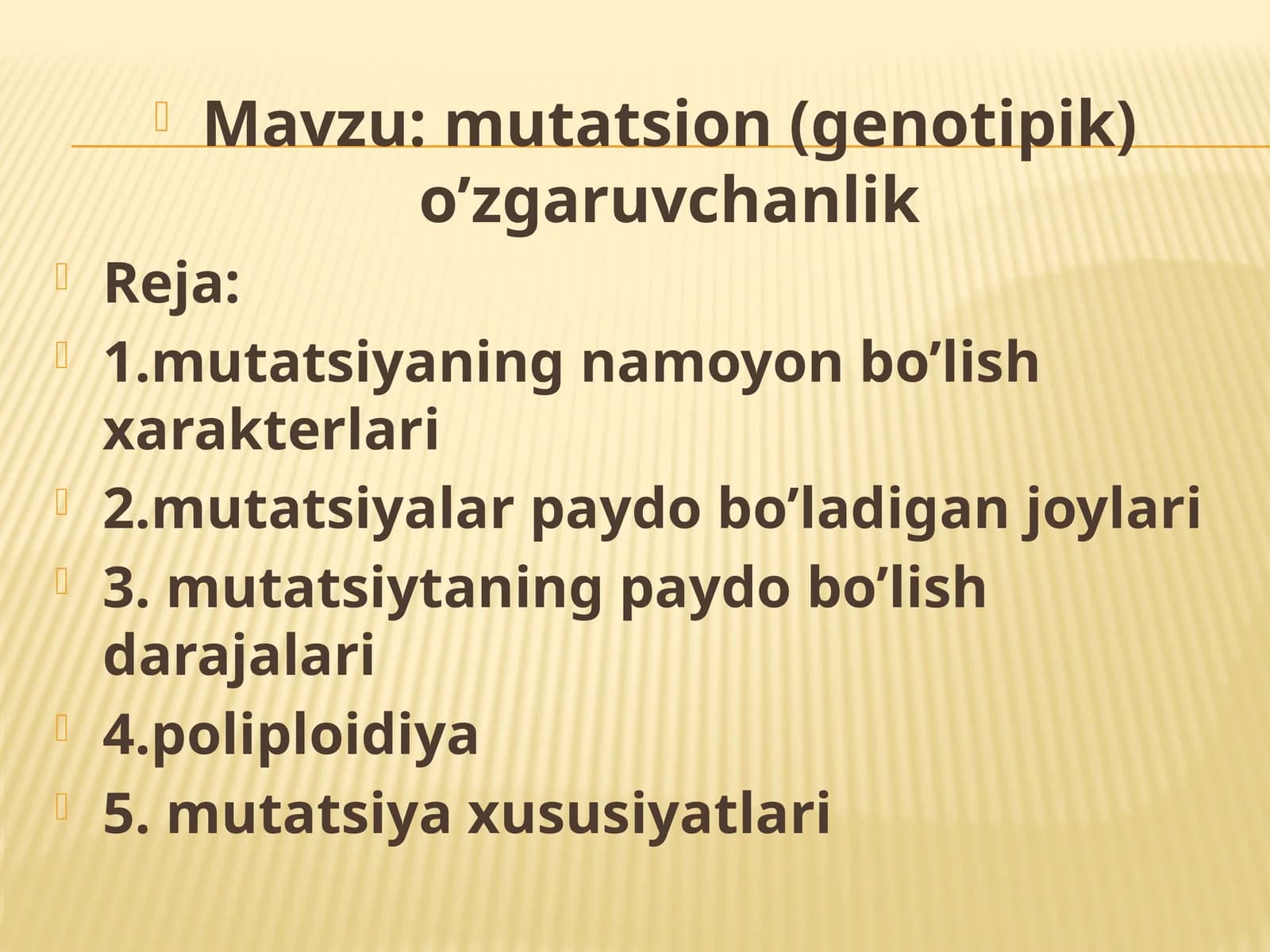 Mutatsiya (genetik) o'zgarishlar