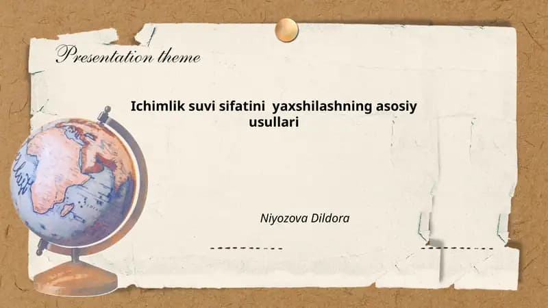 Ichimlik suvi sifatini yaxshilashning asosiy usullari