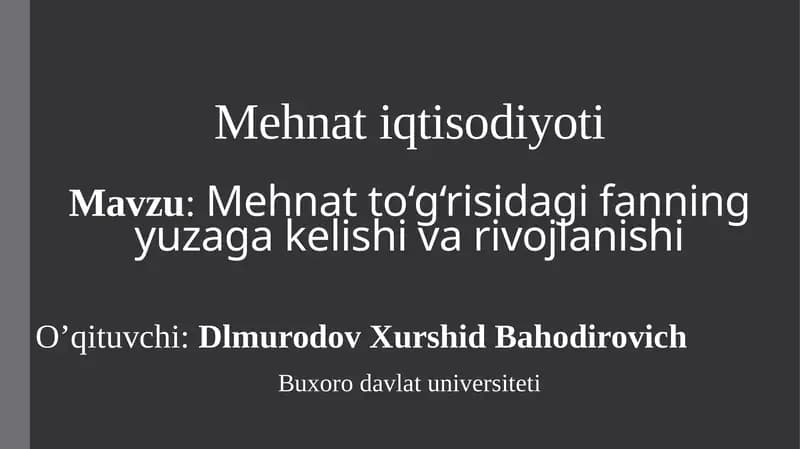 Mehnat iqtisodiysi
