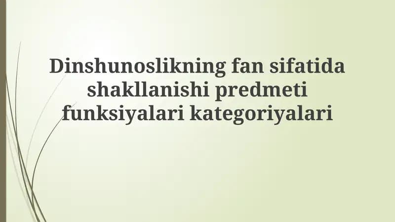 Dinshunoslikning fansifatida shaklanishi