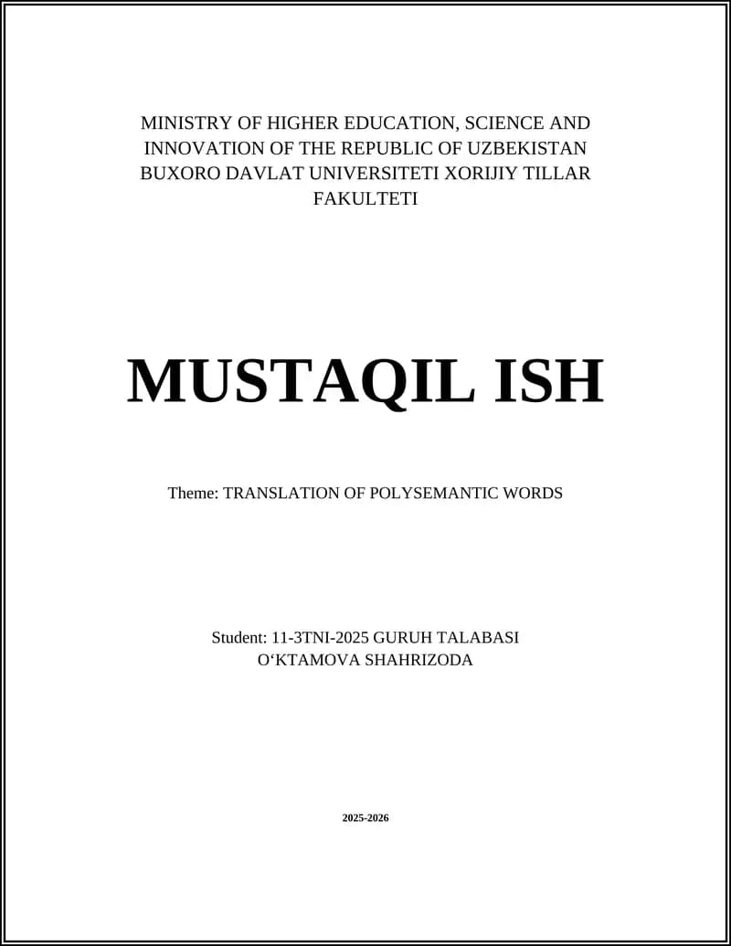 TRANSLATION OF POLYSEMANTIC WORDS
