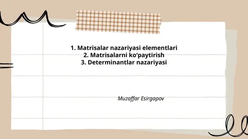 Matrisalar nazariyasi elementlari
