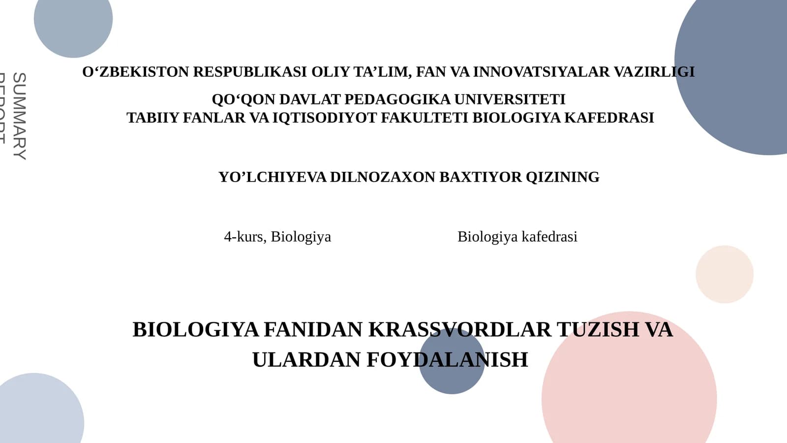 Biologiyadan krassvordlar