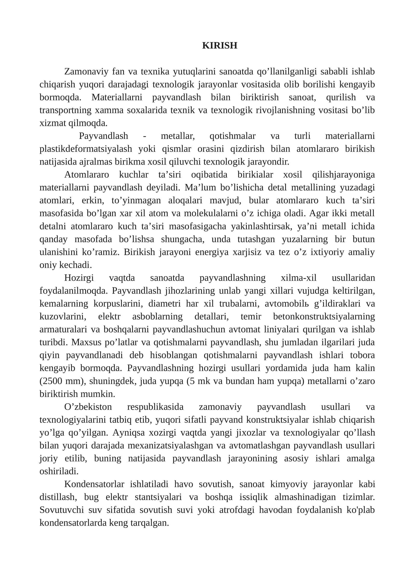 Payvandlash texnologiyasi