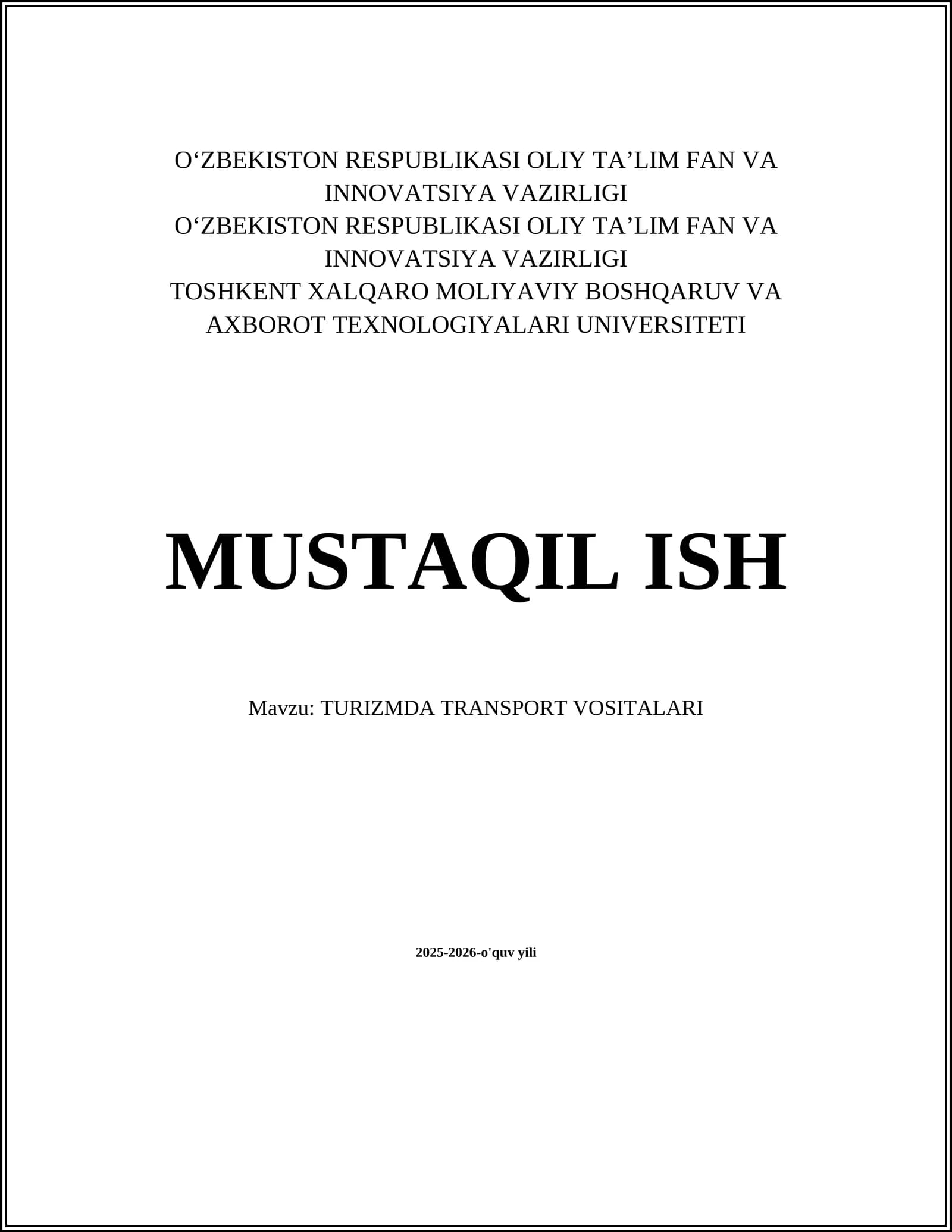 TURIZMDA TRANSPORT VOSITALARI