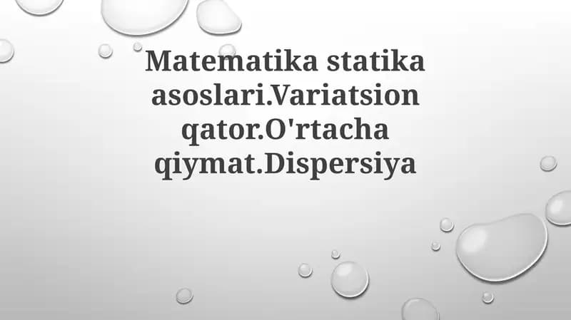 Matematika statistikasi asoslari