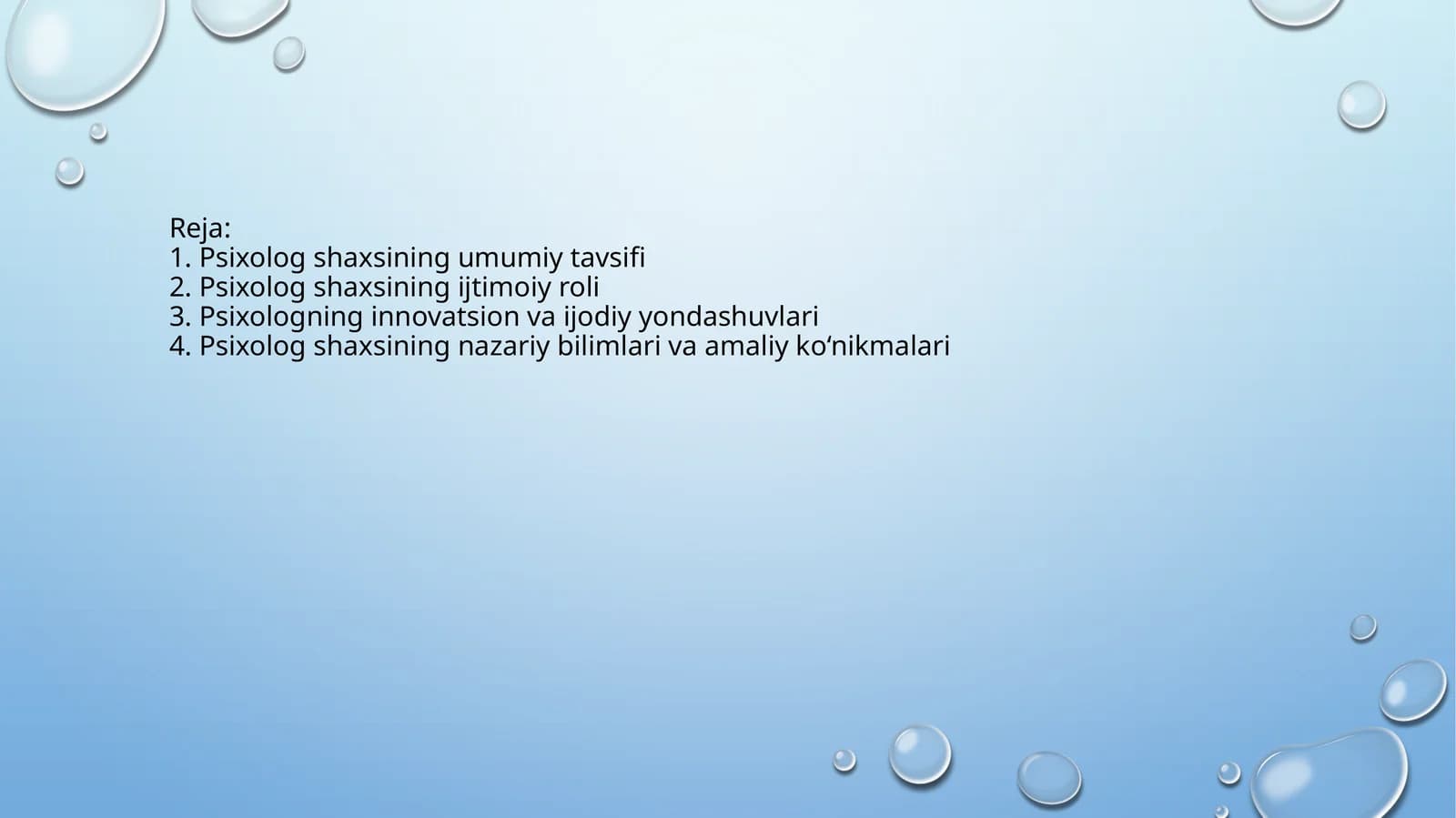 Psixolog shaxsining umumiy tavsifi