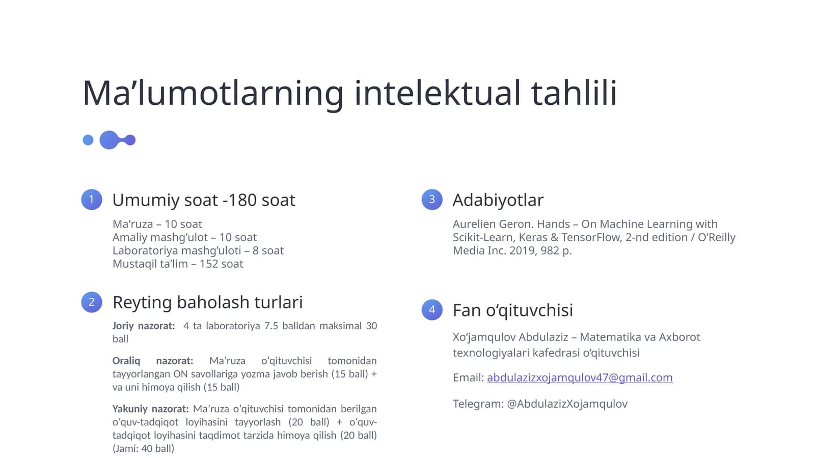 Ma’lumotlarning intelektual tahlili
