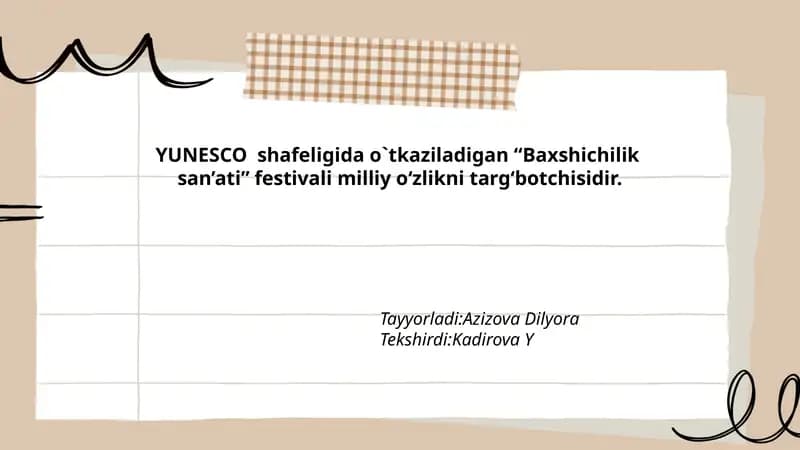 Baxshichilik san’ati festivali
