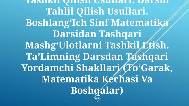 Boshlang‘ich sinflarda matematika o‘quv dasturi