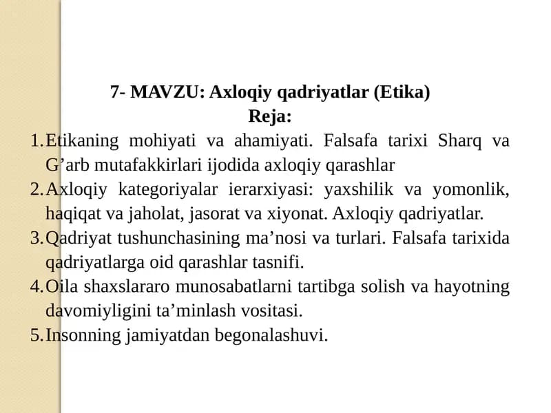 Axloqiy qadriyatlar (Etika)