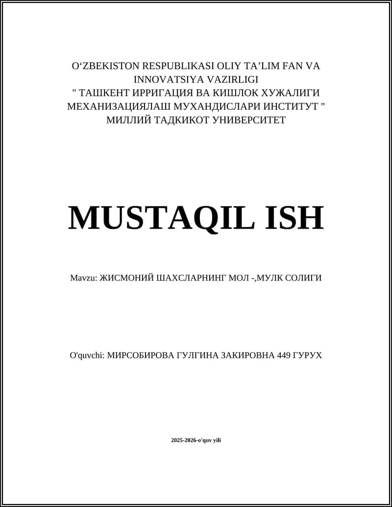 Жисмоний шахсларнинг мол-мулк солиғи