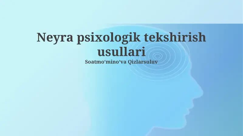 Neyra psixologik tekshirish usullari
