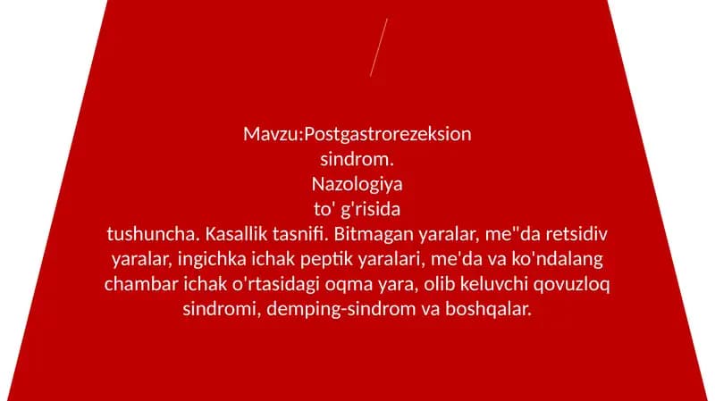 Gastrorezeksiyadan so'nggi buzilishlar - PGR