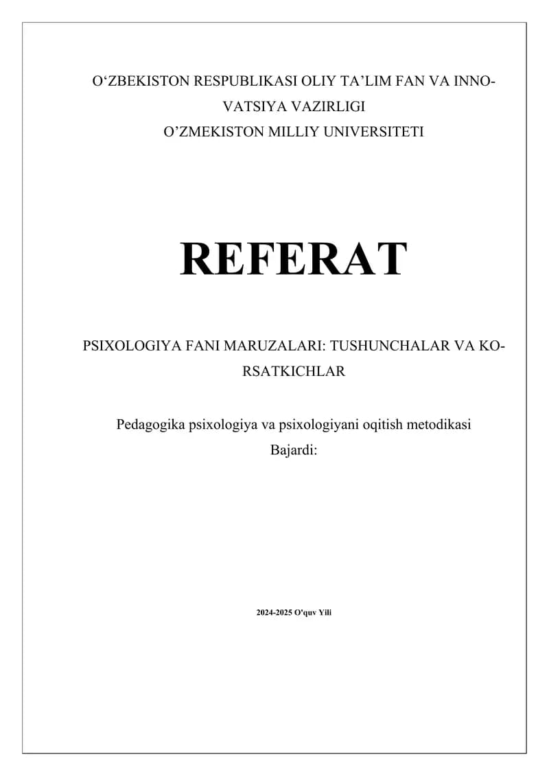 TUSHUNCHALAR VA KORSATKICHLAR