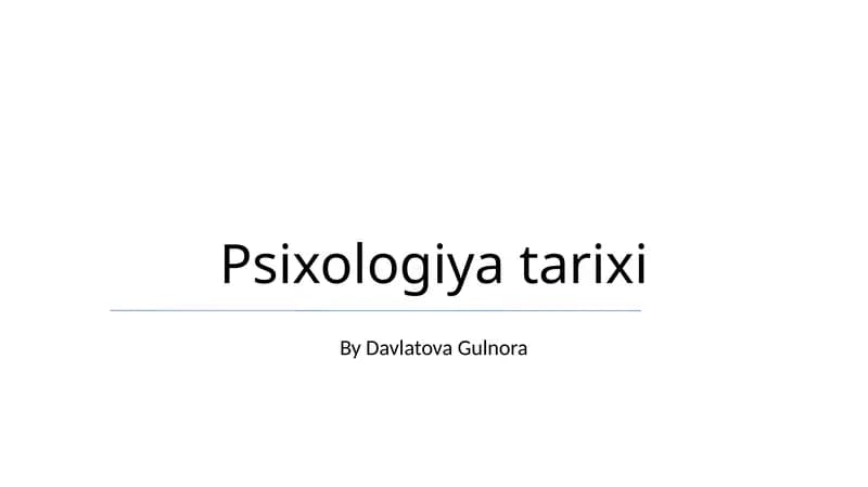 Psixologiya tarixi