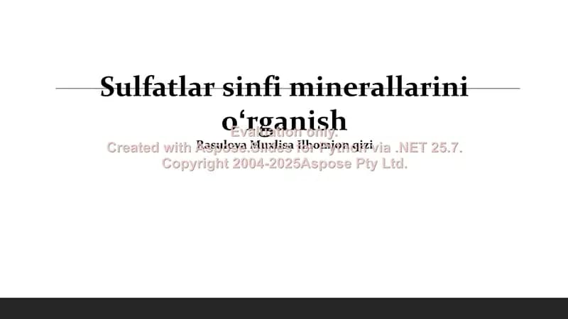 Sulfat minerallarini o‘rganish