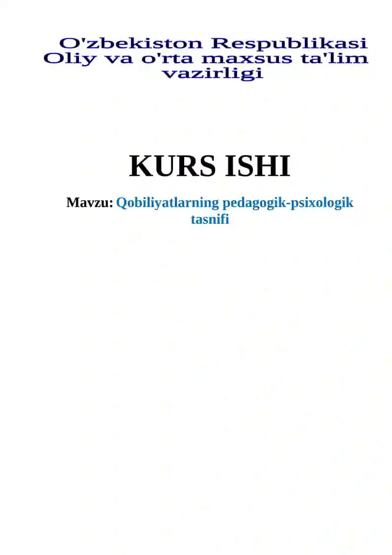 Qobiliyatlarning pedagogik-psixologik tasnifi