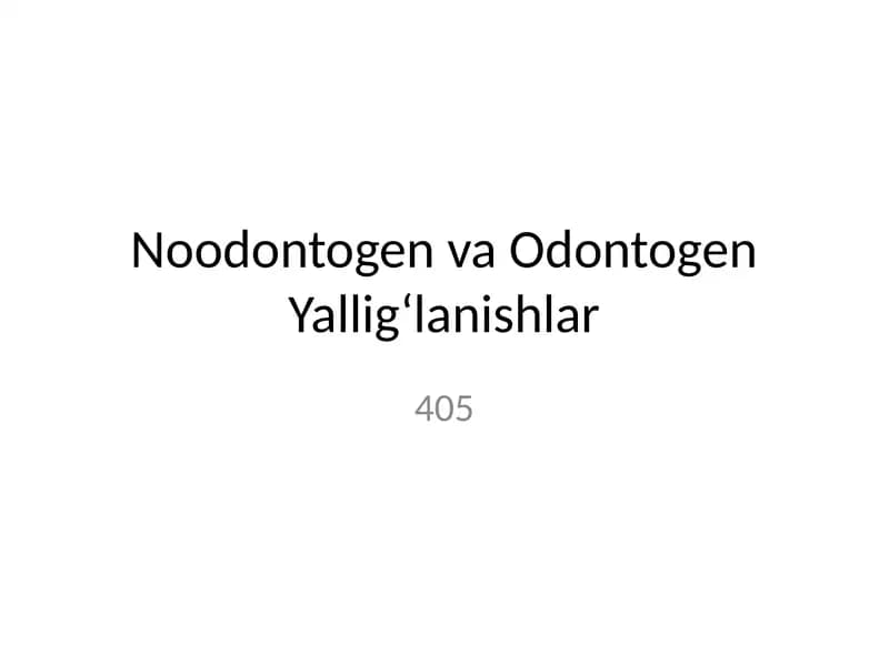 Noodontogen Yallig‘lanishlar
