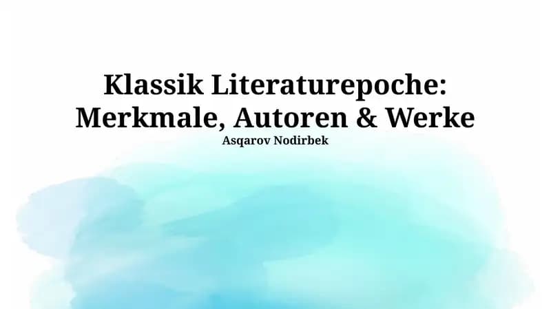 Klassik Literaturepoche: Merkmale, Autoren & Werke