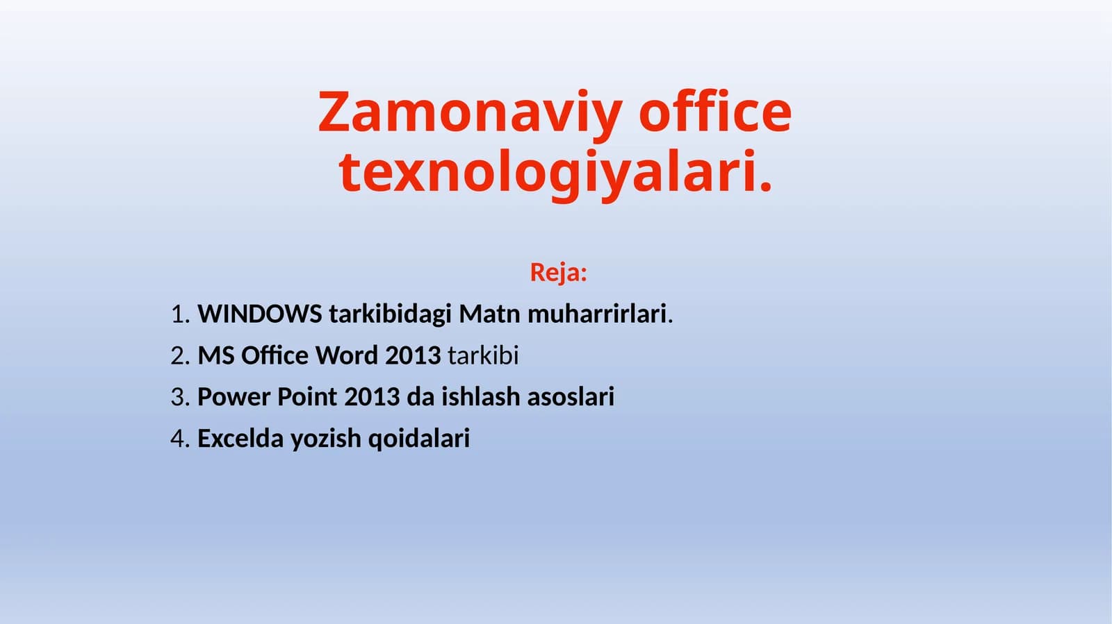 Zamonaviy office texnologiyalari