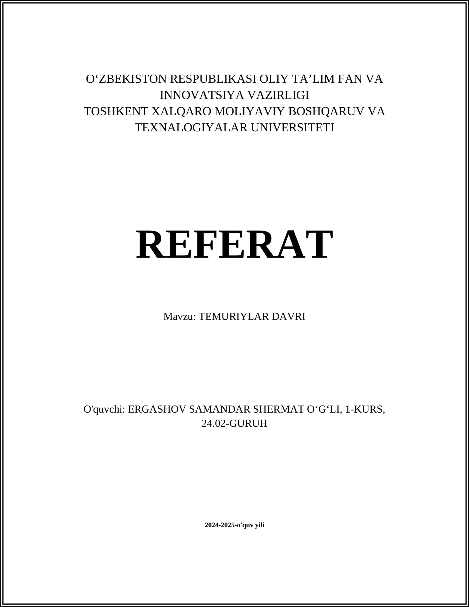 TEMURIYLAR DAVRI