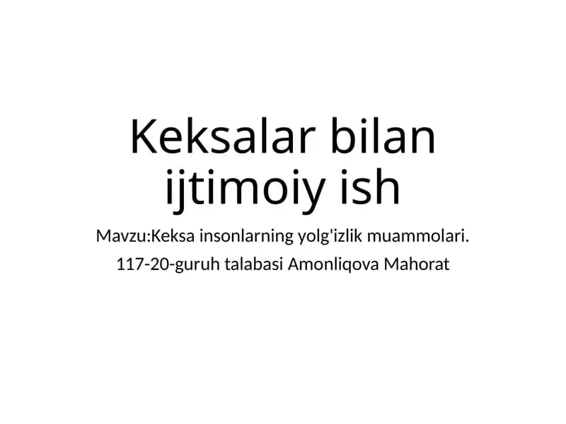 Keksalar bilan ijtimoiy ish