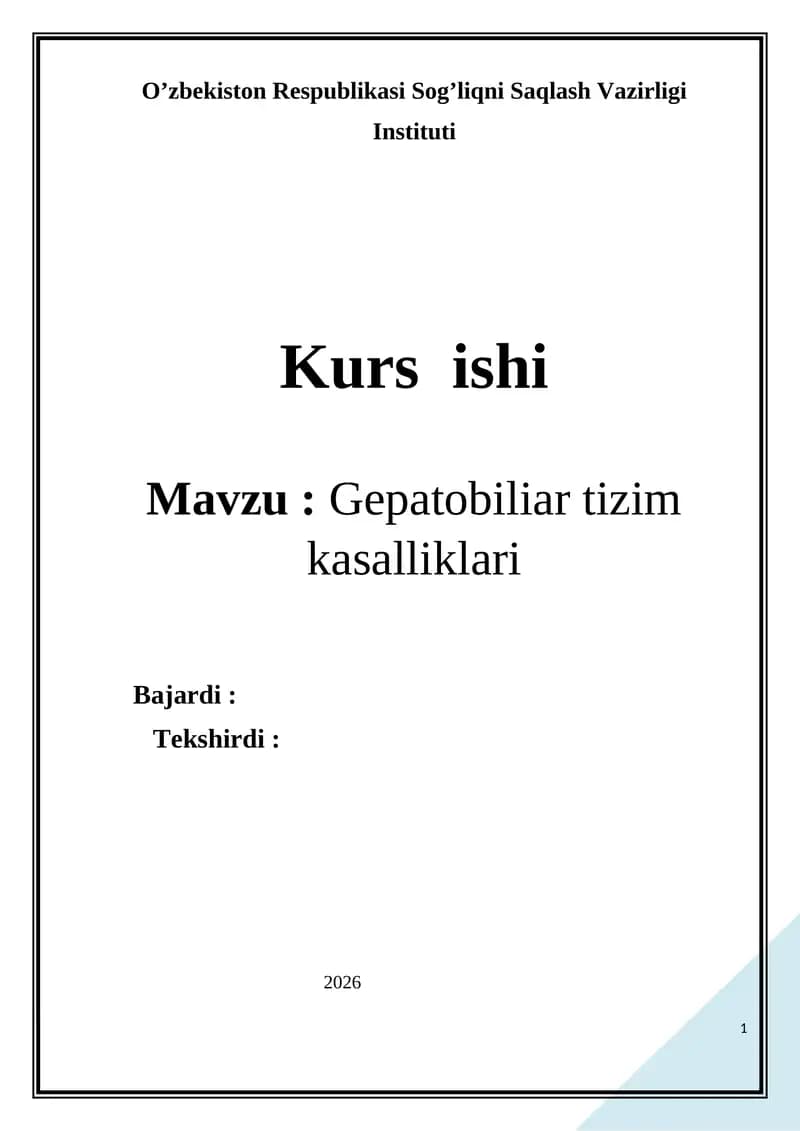 Gepatobiliar tizim kasalliklari