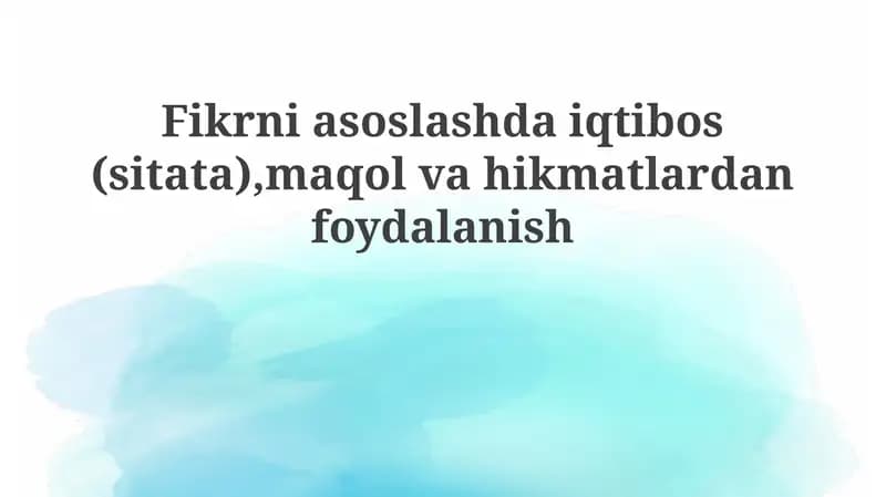 Iqtiboslar, Maqollar va Hikmatli So'zlar