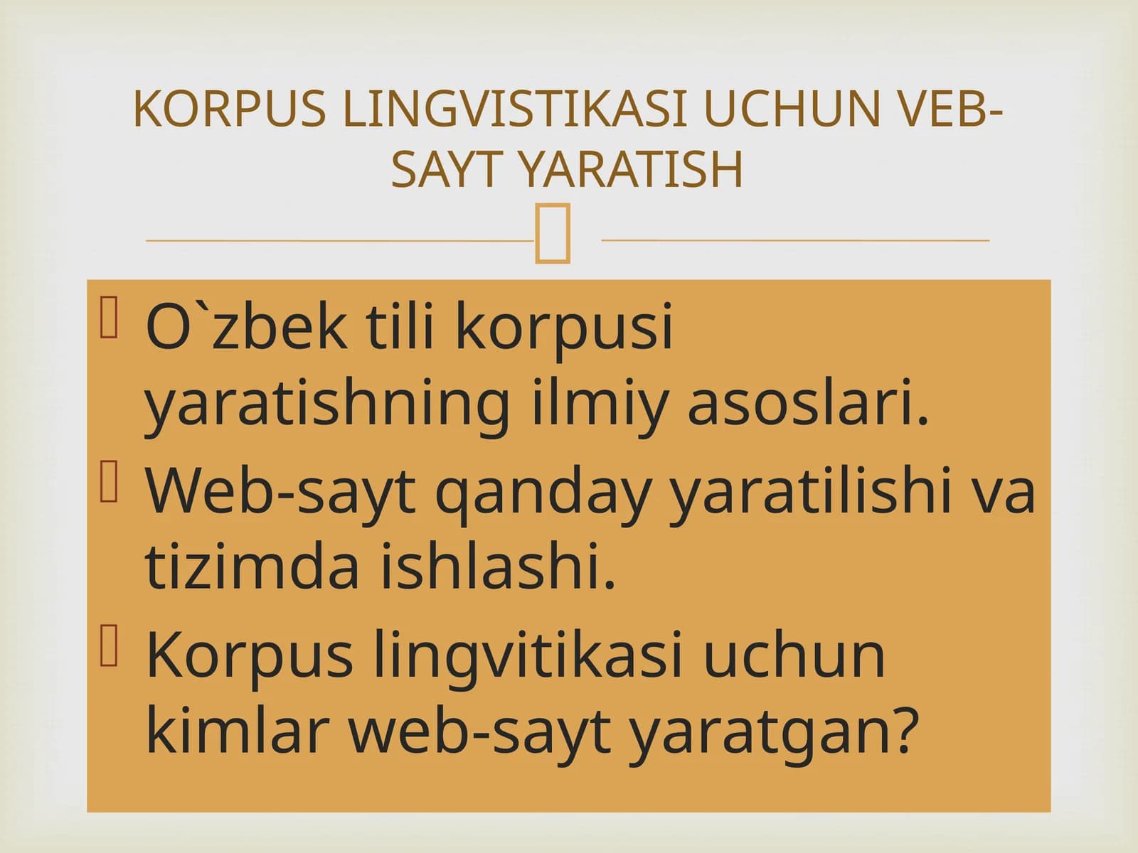 KORPUS LINGVISTIKASI UCHUN VEB-SAYT YARATISH