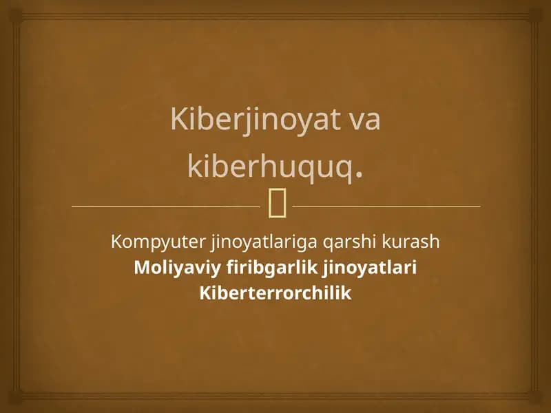 Kiberjinoyat va kiberhuquq