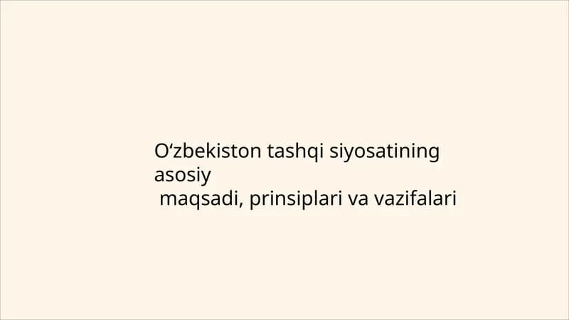 O‘zbekiston tashqi siyosati: Maqsadlar, prinsiplar va vazifalar