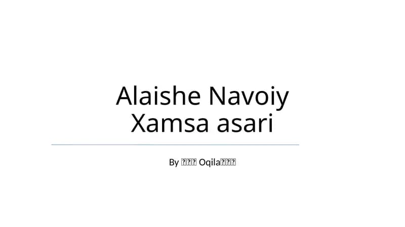 Alaishe Navoiy Xamsa asari