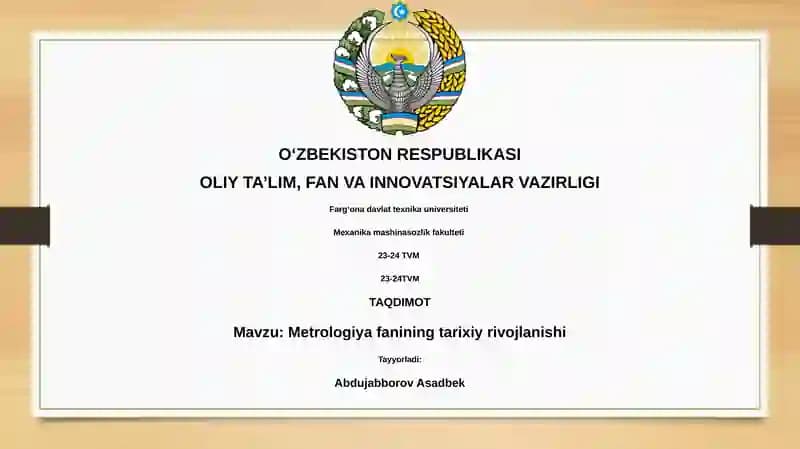 Metrologiya fanining tarixiy rivojlanishi