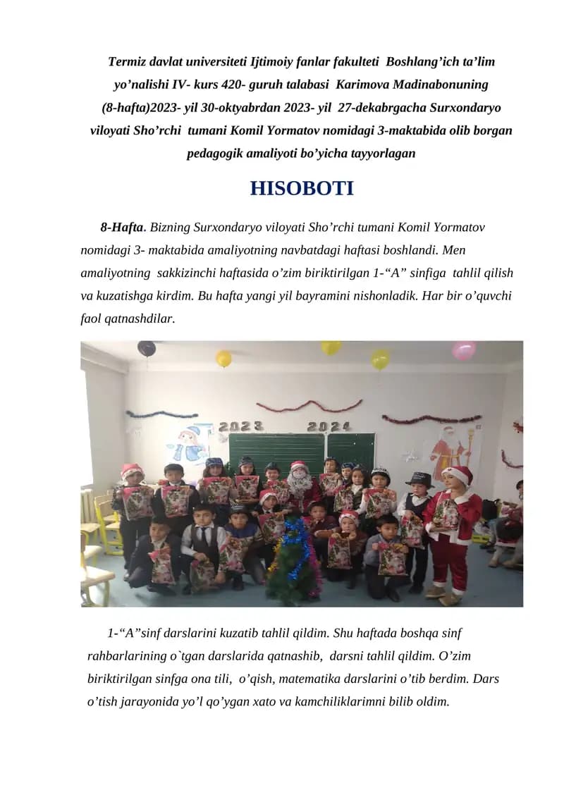 Karimova Madinabonunining Amaliyoti