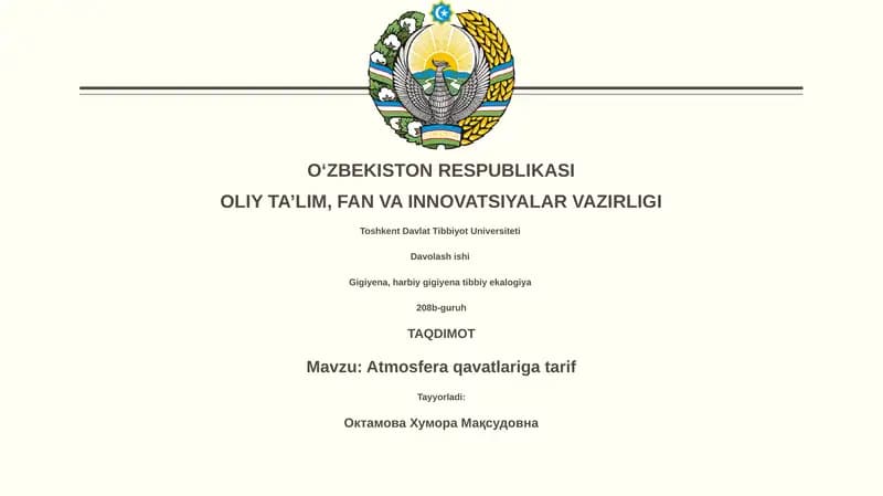 Atmosfera qavatlariga tarif