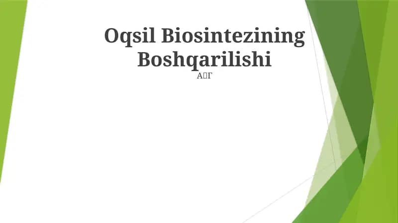 Oqsil Biosintezining Boshqarilishi