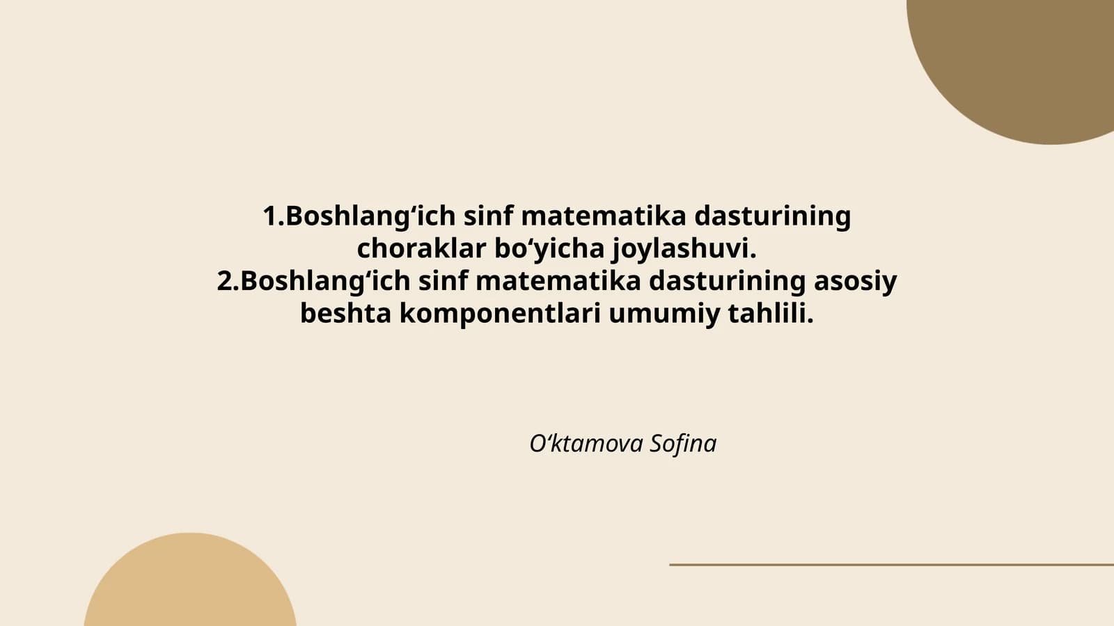 Boshlangʻich sinf matematika dasturi