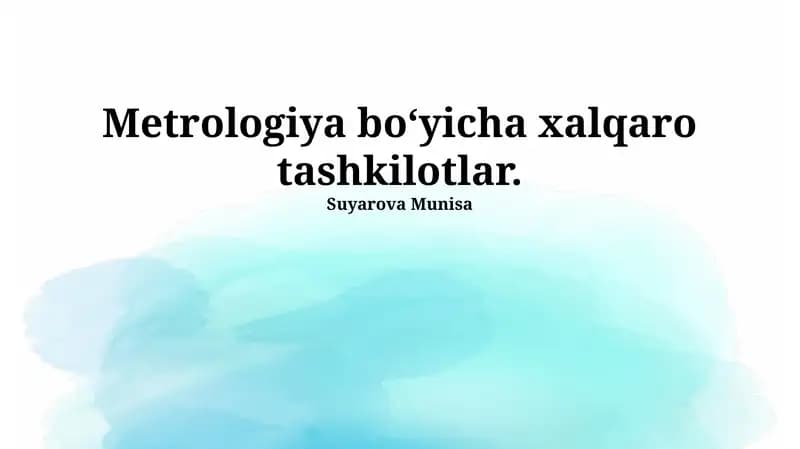 Metrologiya boʻyicha xalqaro tashkilotlar