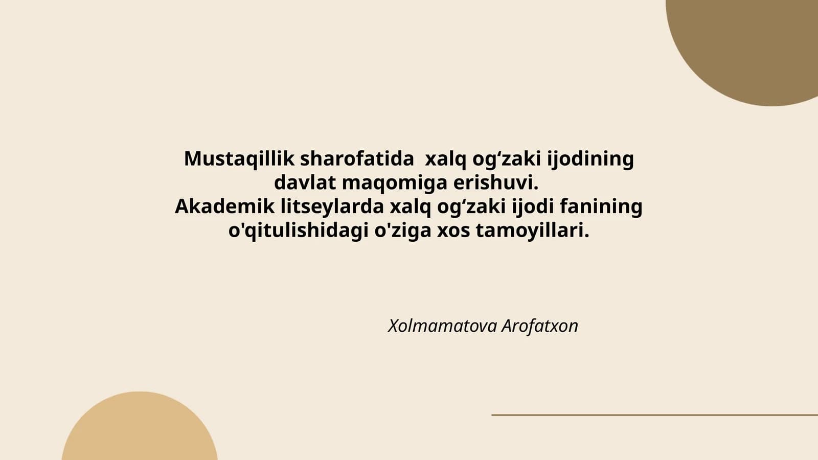 Xolmamatova Arofatxon