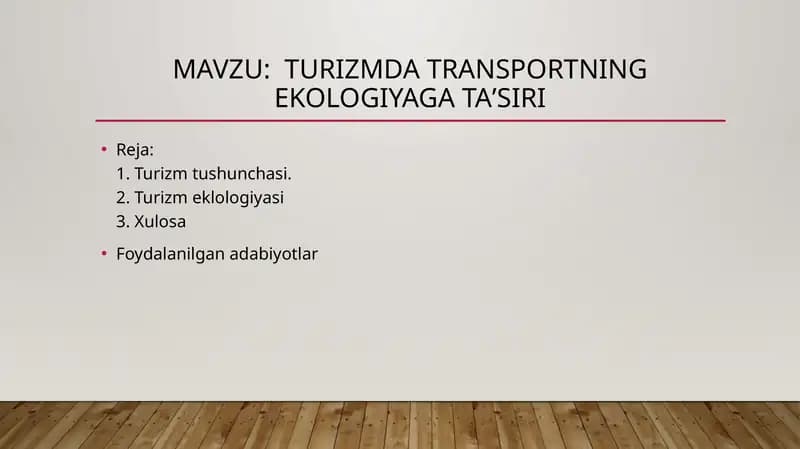 Turizmda transportning ekologiyaga taʼsiri