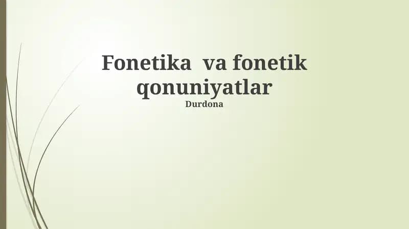 Fonetika va fonetik qonuniyatlar