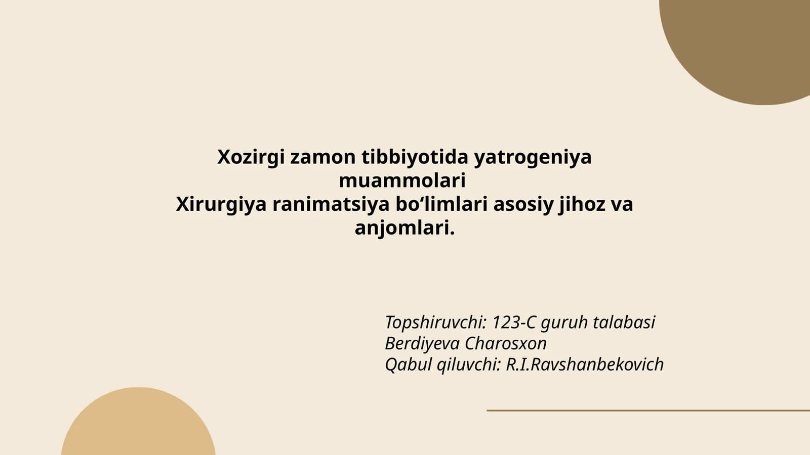 Xozirgi zamon tibbiyotida yatrogeniya muammolari