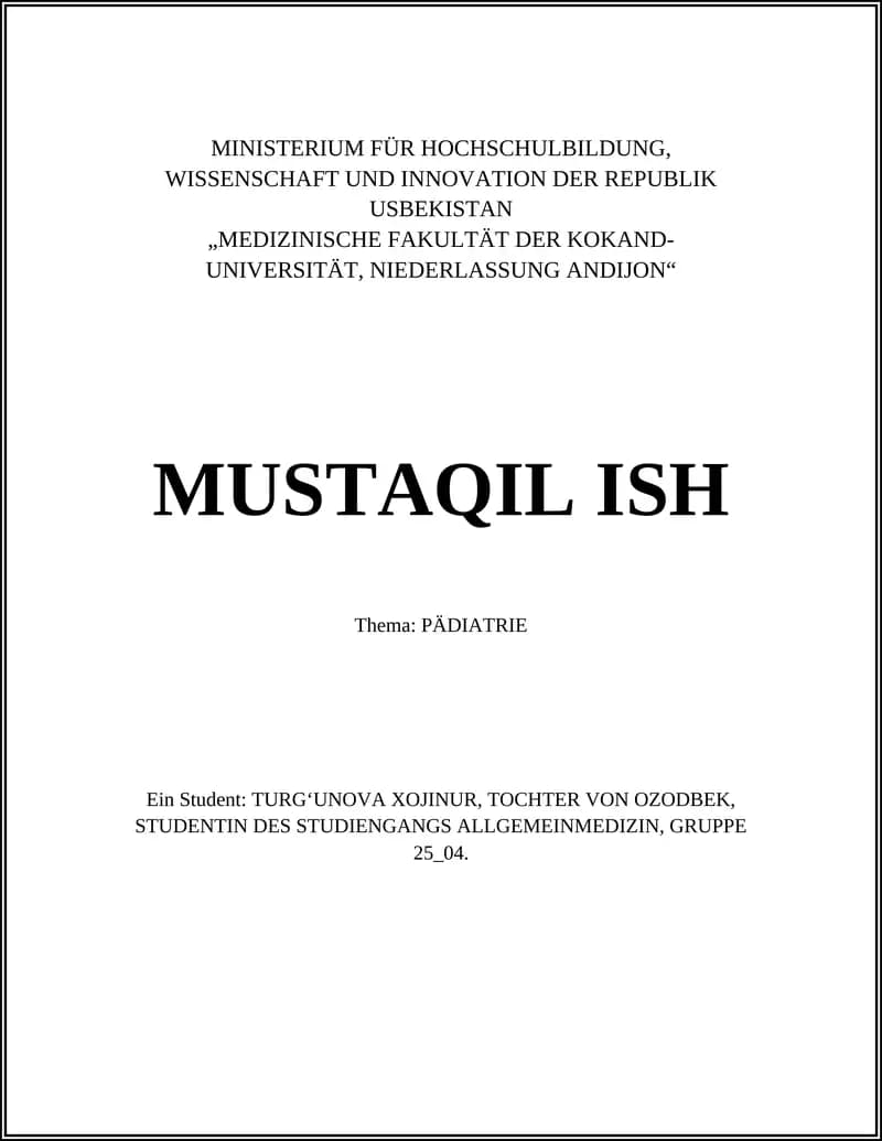 MEDIZINISCHE FAKULTÄT DER KOKAND-UNIVERSITÄT